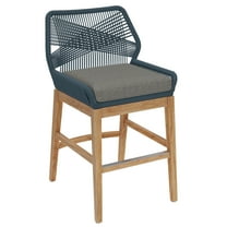 Counter Stool Chair, Blue, Teak Wood, Outdoor Patio Balcony Cafe Bistro Garden Hospitality Restaurant, Modern Contemporary, HB37664