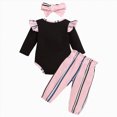 thumbnail image 4 of TOWED22 Baby Girls Clothes Girls 3PCS Fall Winter Outfits Set Letter Print Infant Girls Long Sleeve Top Pants Set with Headband,0-3 M, 4 of 9