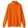 thumbnail image 3 of ManxiVoo Women's Autumn Winter Loose Knit Pullover High Neck Thermal Long Sleeve Top for Layering M Size Orange, 3 of 6