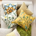 thumbnail image 4 of Mustard Yellow Floral Pillow Covers 18x18 Set of 2, Velvet Wild Flower Plant Throw Pillows Case, Square Farmhouse Decor Cushion Covers for Home Sofa Bed Couch, 4 of 8