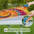 thumbnail image 6 of Colorful Tie Dye Pattern Square Fitted Tablecloth with Elastic Edge,Square Table Cover,Washable Elastic Table Cover for Home Kitchen Party Decor 36"x36", 6 of 6
