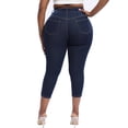 thumbnail image 5 of Gocolloa Womens Plus Size Capri Jeans Stretchy High Waisted Skinny Denim Capris Pants Dark Blue 16W, 5 of 5