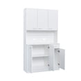 thumbnail image 5 of Bellemave Freestanding Kitchen Pantry Cabinet, Cupboard with 6 Doors, 1 Open Shelf and 1 Drawer, Buffet Sideboard with 2 Cable Holes, Tall Wardrobe for Bedroom（White）, 5 of 10
