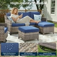 thumbnail image 3 of Unnifurnzi Outdoor Couch-All Weather Wicker Patio Couch High Back Outdoor Patio Couch for Porch Balcony Deck-Gray/Blue, 3 of 7