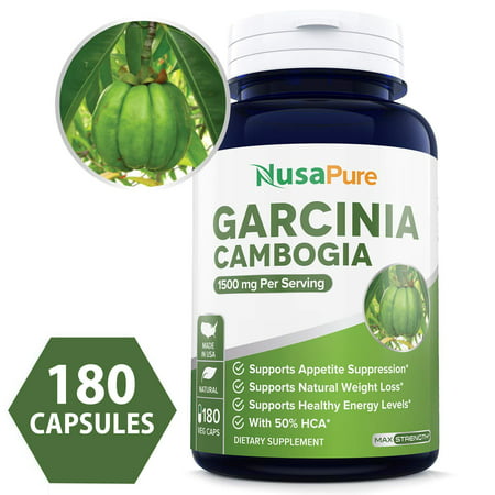 Pure Garcinia Cambogia 180 caps 1500mg (100% Vegetarian, Natural, Non-GMO & Gluten Free) - Best Weight Loss Supplement - Natural Appetite Suppressant - 100% Money Back Guarantee - Order Risk