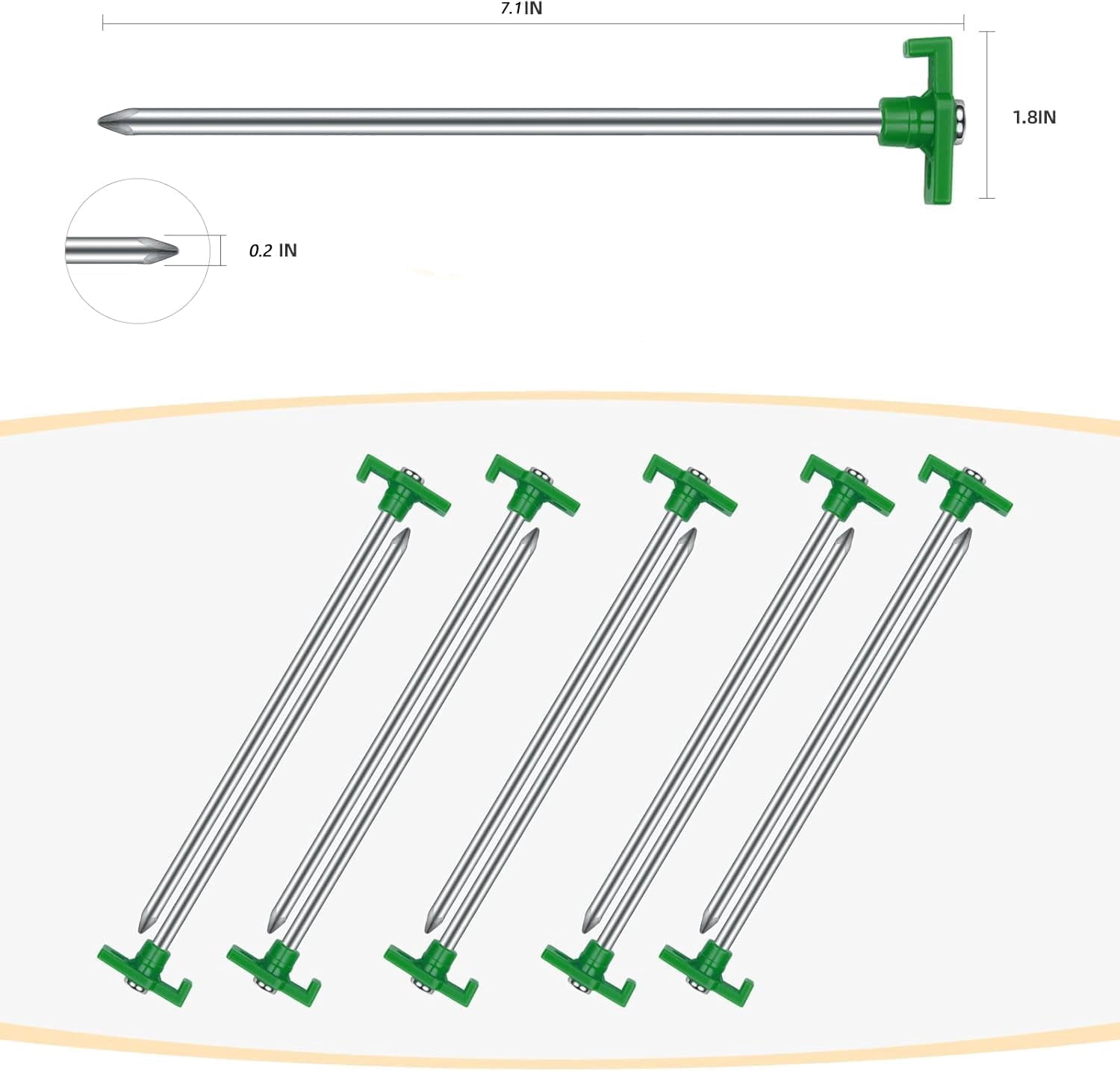 WarmH Tent Stakes Heavy Duty Camping Stakes, 7.1/9.8inch Non-Rust Metal Tent Pegs Ground Stakes Tent Spikes Camping,Garden,Hiking Green/Orange/Black (Orange 12+2pcs, 10IN)