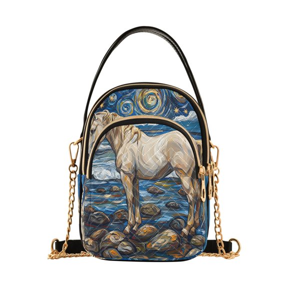 ALAZA Chain Crossbody Bags for Women Horse Oil Paint Shoulder Handbag Phone Purse