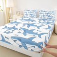 thumbnail image 3 of Homewish Cute Blue Shark Twin Sheet Sets for Teens, Cartoon Ocean Fish Twin Fitted Sheet, Kawaii Sealife Theme Flat Sheet, Breathable Home Decor, 3-Piece, 3 of 7