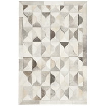 SAFAVIEH Studio Leather Salima Geometric Area Rug, Grey/Ivory, 3' x 5'