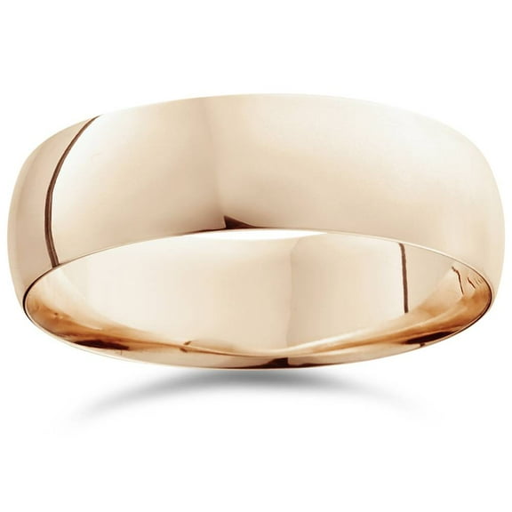 Pompeii 7mm Wide Low-Dome High Polished Band 14K Rose Gold Wedding Ring (,)