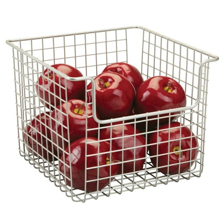 - InterDesign Classico Open Wire Medium Storage Basket, Matte Satin