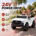 thumbnail image 6 of 24V Ride on Toy for Kids, Licensed Chevrolet 2 Seat Powered Ride on Car with Remote Control, 4 Wheels Spring Suspension, Bluetooth, LED Lights, Kids Electric Car for Age 3+, White, 6 of 10
