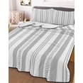 thumbnail image 3 of Quilts Twin Size Bedding Set, Grey Striped Lightweight Quilted Comforter, Modern Farmhouse Geometric Thine Stripes Soft Reversible Bedspread Coverlet with Pillow Covers for All Season, 68" x 86", 3 of 7