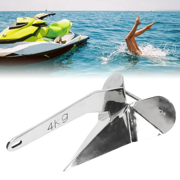 Boat Anchor, Style Boat Anchor 4KG Plow Anchor Wing Type Plow Anchor 316  Stainless Steel For Boat Mooring On The Beach