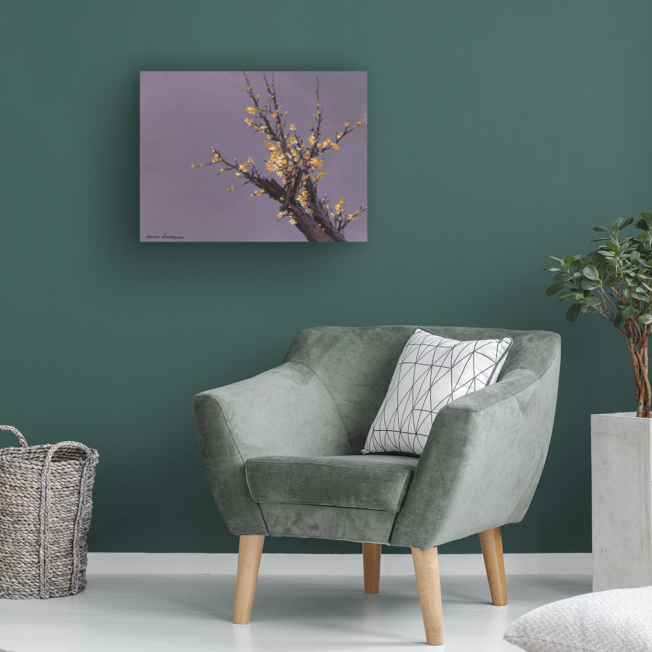 Canvas Wall Art - Thomas Leung 'Little Plum Flowers' Wall Art for Living Room, Bedroom, or Office Décor by Trademark Fine Art - 47 x 35 Inches