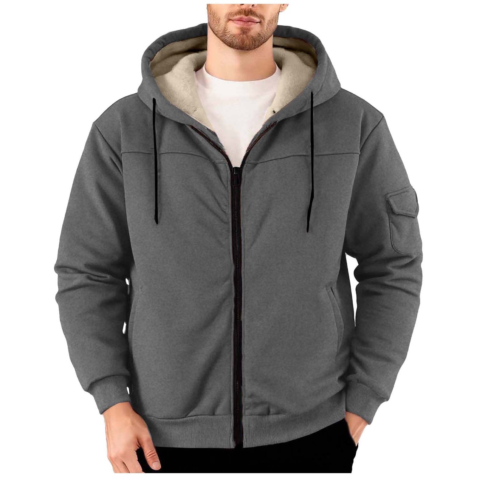 Men's 2XL Heavyweight Thermal Zip Up Hoodie with Sherpa Lining in