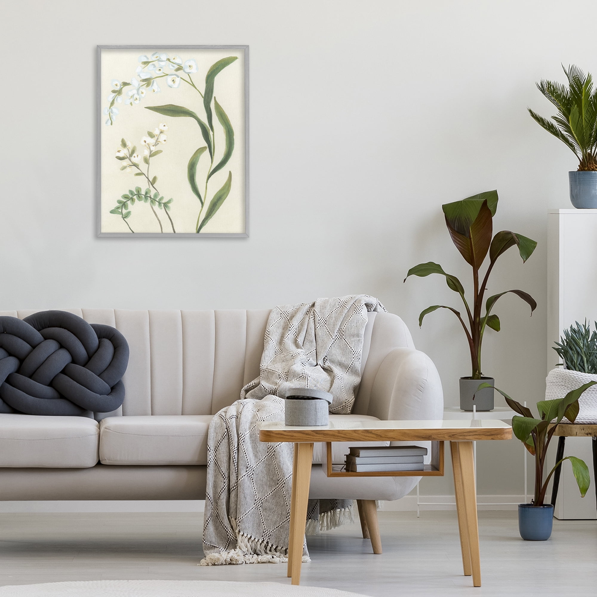 Stupell Industries Neutral Snowdrop Stems Gray Framed Giclee Art, design by June Erica Vess