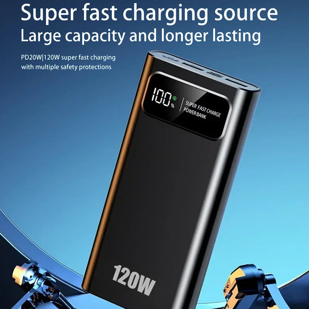 Kepeak 20000mAh Portable Charger Power Bank ,120W Mini Fast Battery Pack,Compatible with iPhone/Android and All Smart Device,with LED Display(Black)