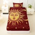 thumbnail image 3 of Homewish Bohemian Sun Moon Twin Sheets,Night Starry Sky Bedding,Red,3pcs,1 Fitted Sheet and 1 Pillowcase, 3 of 6