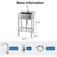 thumbnail image 3 of YORKING Stainless Steel Utility Sink, Free Standing Single Bowl Kitchen Commercial Sink Set with Cold and Hot Water Pipe for Laundry Room Farmhouse Indoor and Outdoor (22 inch), 3 of 8
