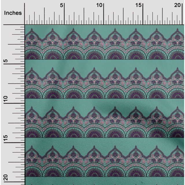 oneOone Viscose Chiffon Fabric Leaves & Floral Block Print Fabric By Yard 42 Inch Wide