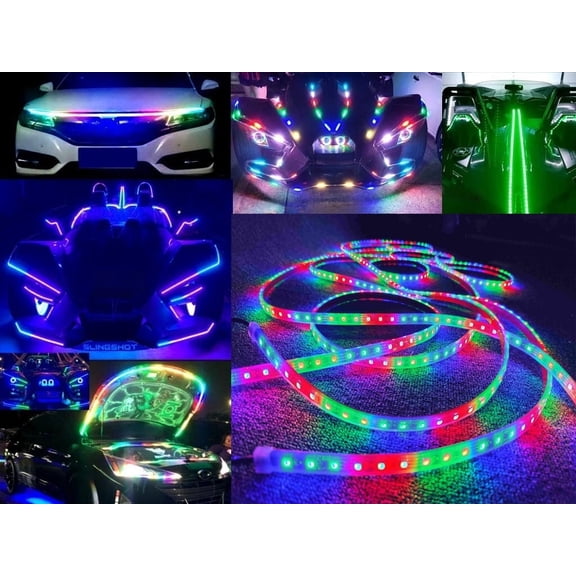 Tzvmnylighting - 14PCS 4FT 48" 1.2Meters Dream Color CHASING LED Strip For Grill Underglow Slingshot Lights Bluetooth  Remote IP68 Waterproof
