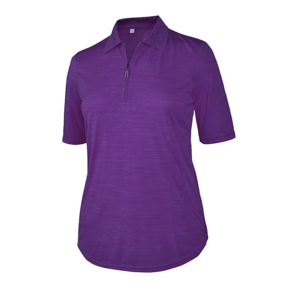 Monterey Club Women's Melange Jersey Performance Sport Golf Polo Shirt #2390