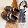 thumbnail image 2 of Viluyesy Spring Summer Girls Leather Mary Jane Shoes – Bow Accent, Lace Trim Princess Style Loafers with Soft Sole and Classic College-Inspired Design Brown Size 3, 2 of 9