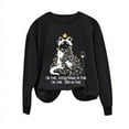 thumbnail image 6 of BXJX Women's Round Neck Christmas Print Sweatshirt- Loose Fit Casual Holiday Winter Christmas Pullover Tops Black Size XS, 6 of 8