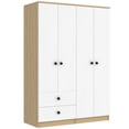 thumbnail image 6 of MAYEERTY 4-Door Wardrobe Closet - Drawers, Shelf & Hanging Rod, White, 6 of 18