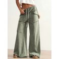 thumbnail image 2 of Women's Wide Leg Cargo Pants Drawstring Elastic Waist Loose Lounge Trousers, 2 of 7