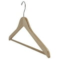 thumbnail image 3 of NAHANCO #80-17 17" Natural Gloss Flat Wooden Suit Hangers with Stationary Pant Bar (Pack of 100), 3 of 5