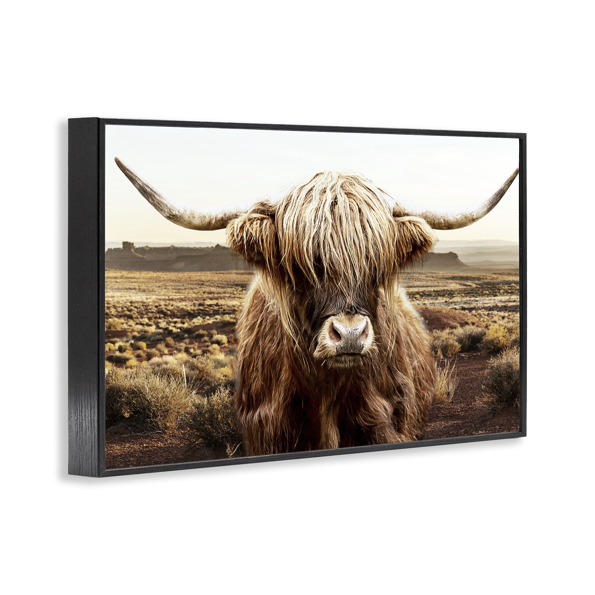 Stupell Industries Rugged Vegetation Cattle Portrait Black Framed Giclee Art, design by CAD Designs