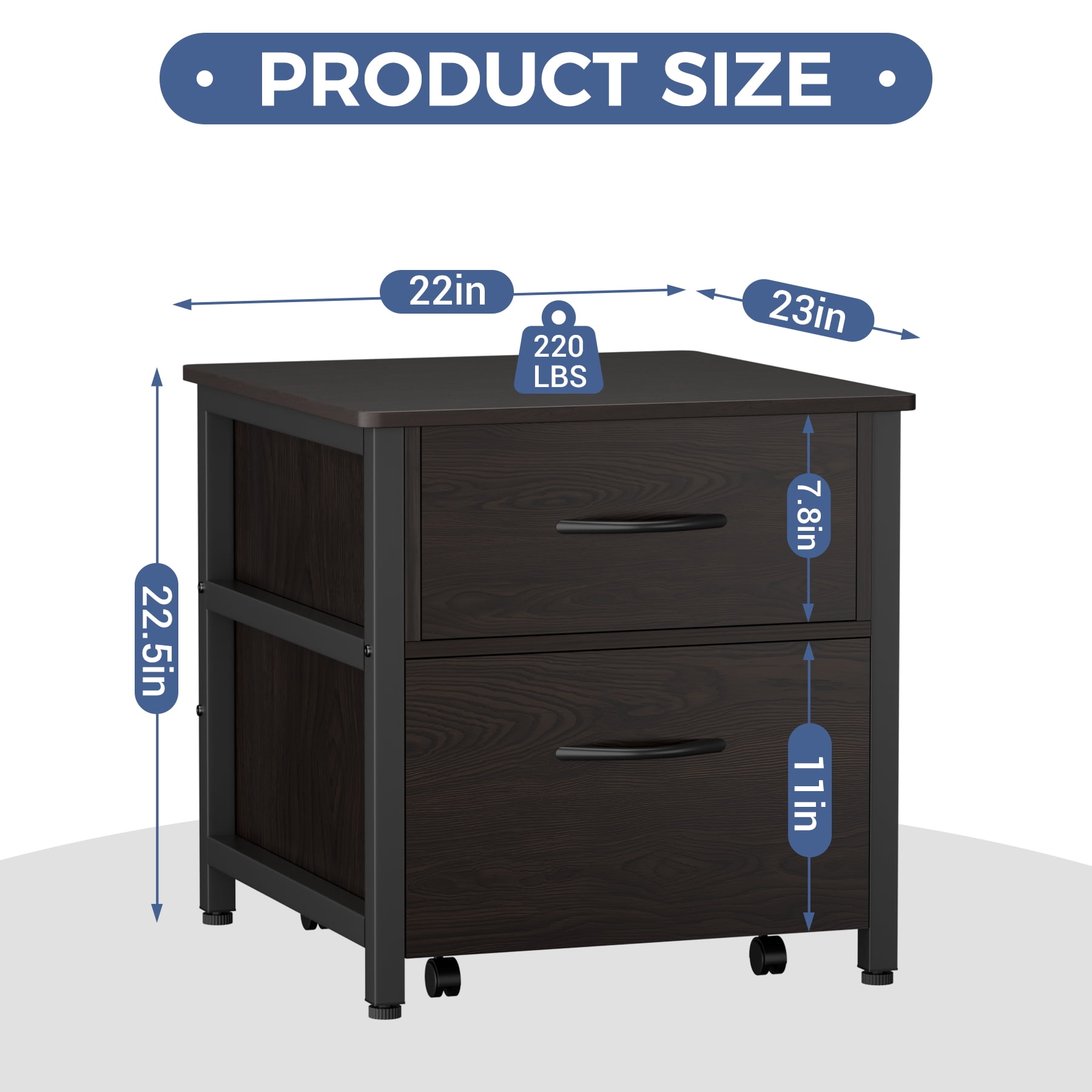 INFANZIA Mini Fridge Stand with Storage, Beverage Refrigerator Stand Table with Rolling Cabine, 22.1"Lx 23.2"W Solid Wood Heavy Duty Mini Fridge Cabinet for Dorm, Office, Bedroom, Black