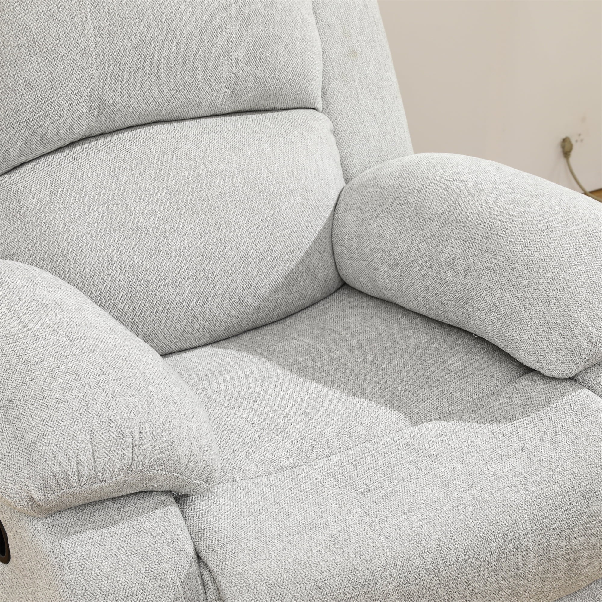 Aukfa Double Manual Recliner Chair, Overstuffed Loveseat with Cupholder for Living Room, Gray