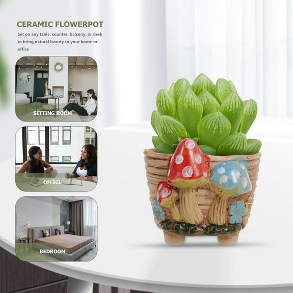 MLINS  2 Pcs Ceramic Flower Pot Flowerpot Decorative Plant Pots Large Succulent