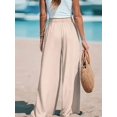 thumbnail image 5 of Women Wide Leg Pants High Waisted Trousers Linen Lounge Beach Cover Ups Flowy Pants XXL, 5 of 7