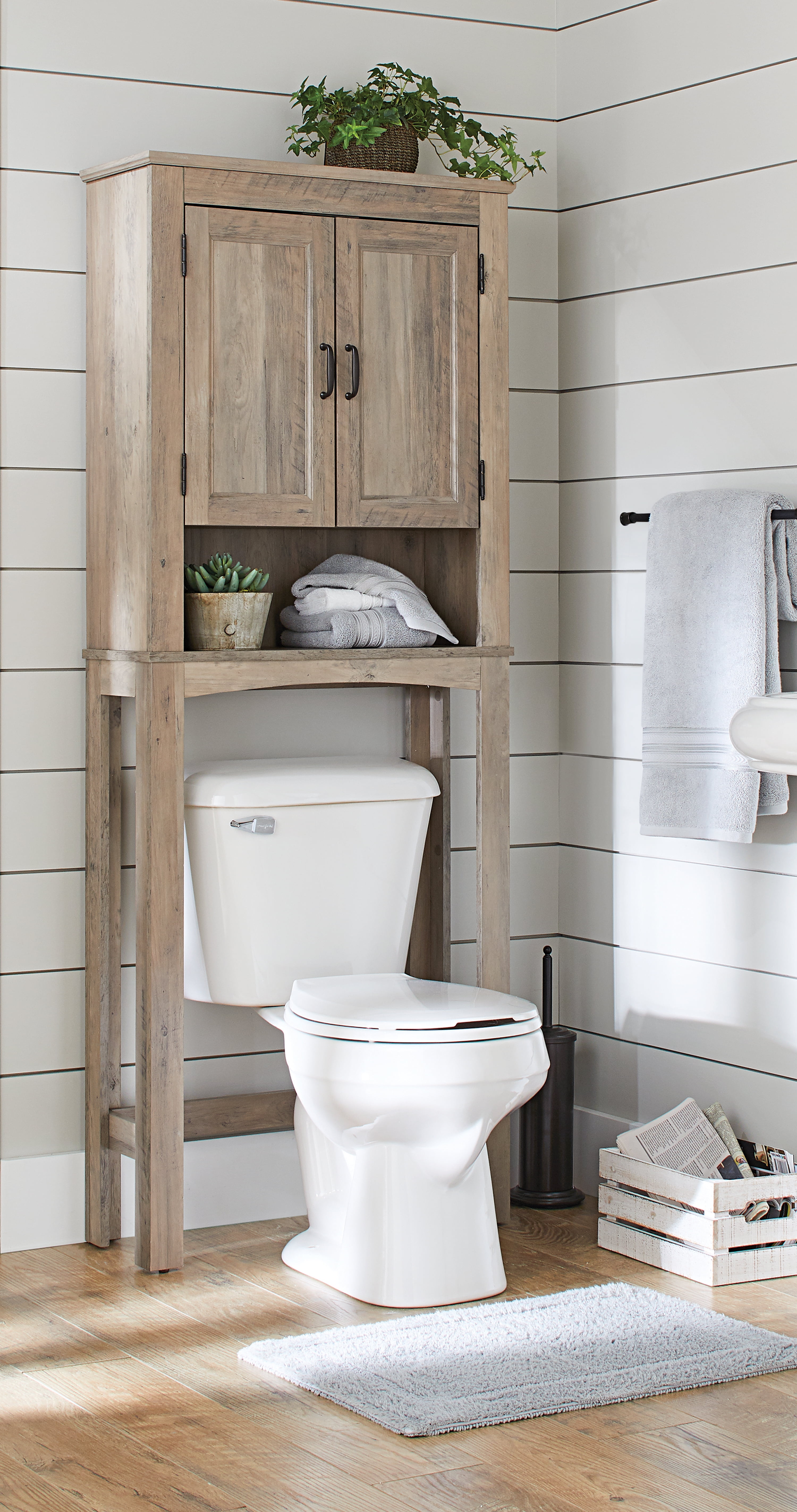 Over the Toilet Bathroom Space Saver Rustic Gray Toilet Shelves Decor Wood eBay