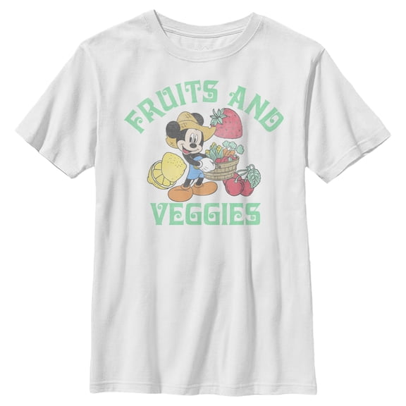 Boy's Mickey & Friends Mickey Mouse Fruits and Veggies  Graphic Tee White Small