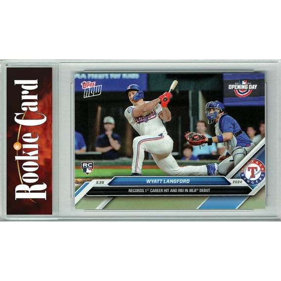 Certified Mint  Wyatt Langford 2024 Topps Now #12 1st Hit & RBI in MLB Debut Rookie Card Texas Rangers