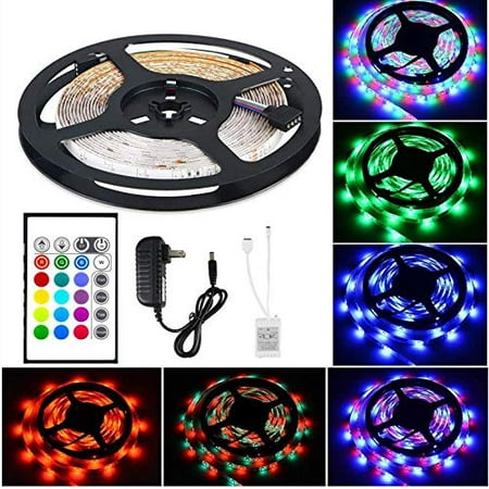 LED Strip Lights Flexible Energy Efficient 16 Multi Color Changing Selections Remote Controlled Party Light Show 6.5ft Decorative Easy Setup Adhesive Tape Great for Home Entertainment (LED