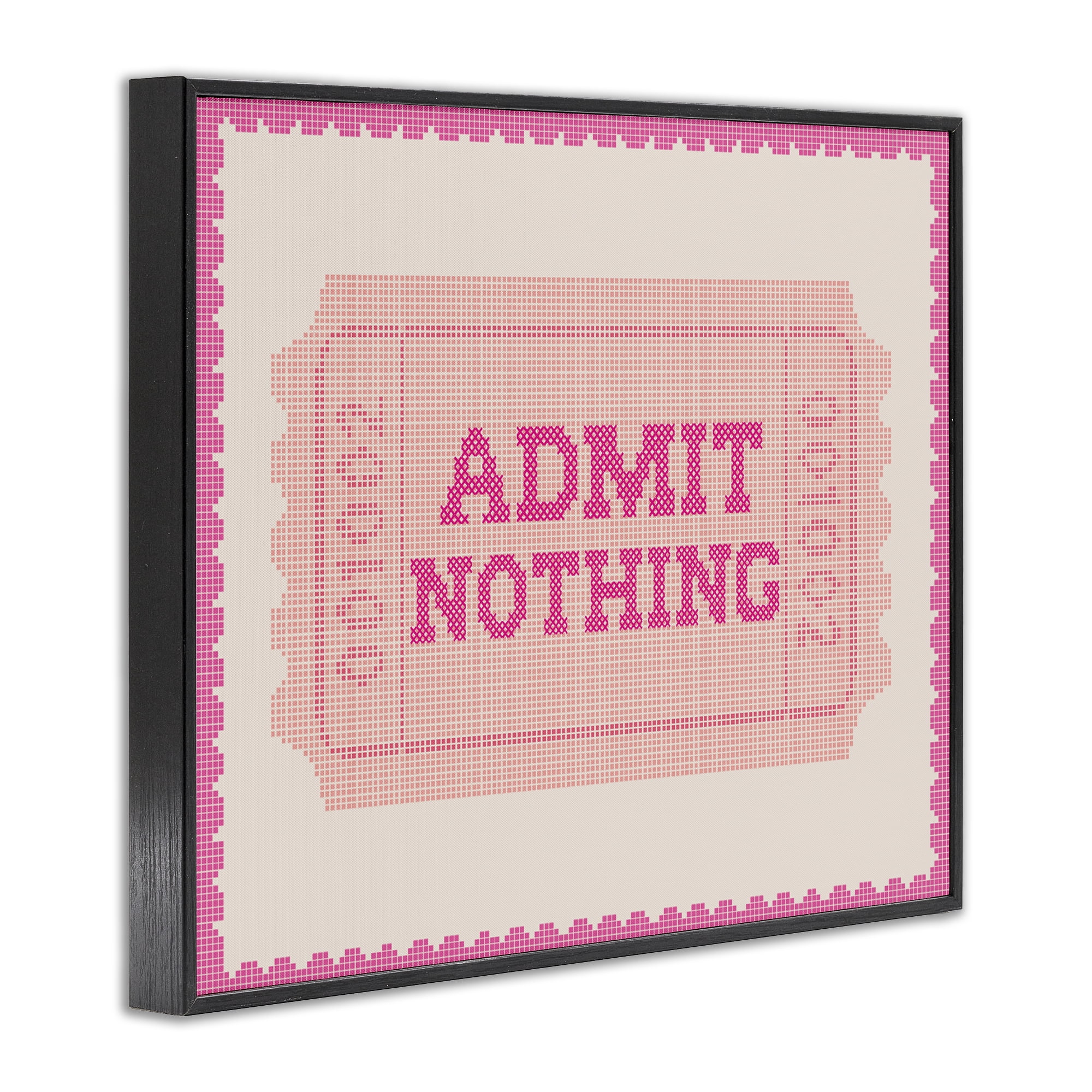 Stupell Industries Admit Nothing Retro Pink Ticket Black Framed Giclee Art, design by Lil' Rue