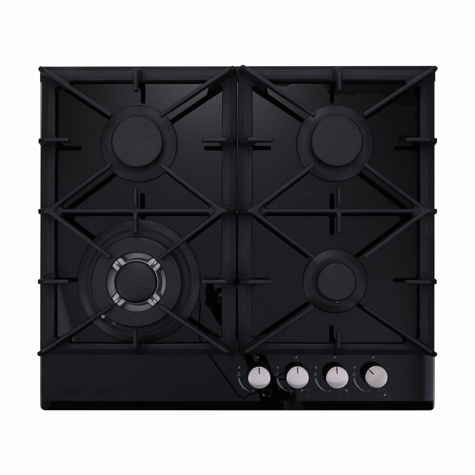 4-Burners Gas Cooktop 24 inch Stainless Steel Tempered Glass NG/LPG Convertible