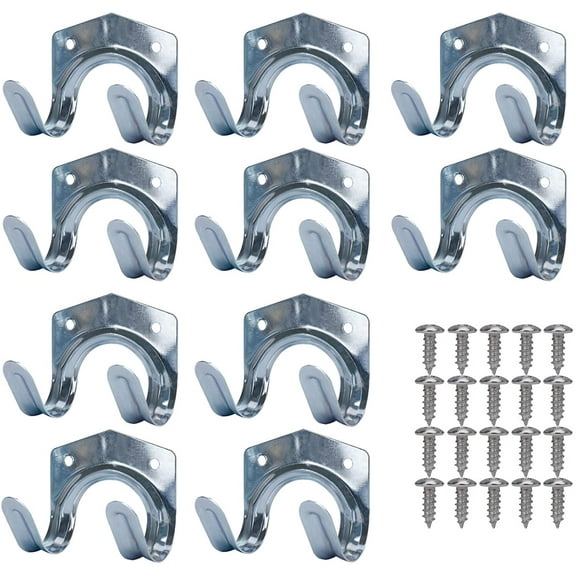 10-Pack Tool Hanger Hook Set, Wall Mount Dual Tool Storage Hook Bracket for Garage Shed Hanging Bracket Gardening Tools