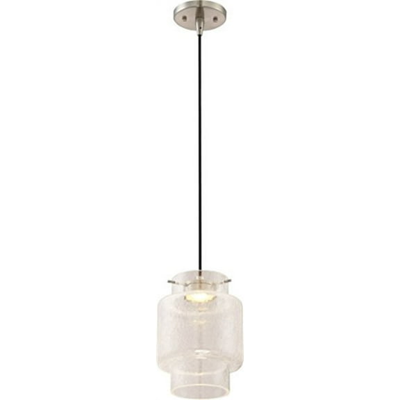 Nuvo 62-878 - Del LED Mini-Pendant; Clear Crackle Glass Brushed Nickel Finish