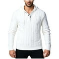 thumbnail image 2 of Mens Hoodies Long Sleeve Chunky Cable Knitted Sweaters with Button Casual Solid Color Stretchy Pullover Thermal Warm Going-Out Work Sweatshirts Tops, 2 of 8