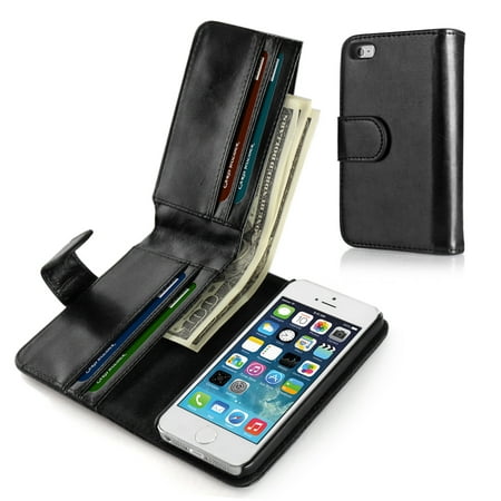 iPhone SE / 5S / 5G/ 5 Wallet Case - Synthetic Leather Wallet Case Flip Cover with Credit ID Card Slots and Money Pocket for Apple iPhone 5 5G 5S SE