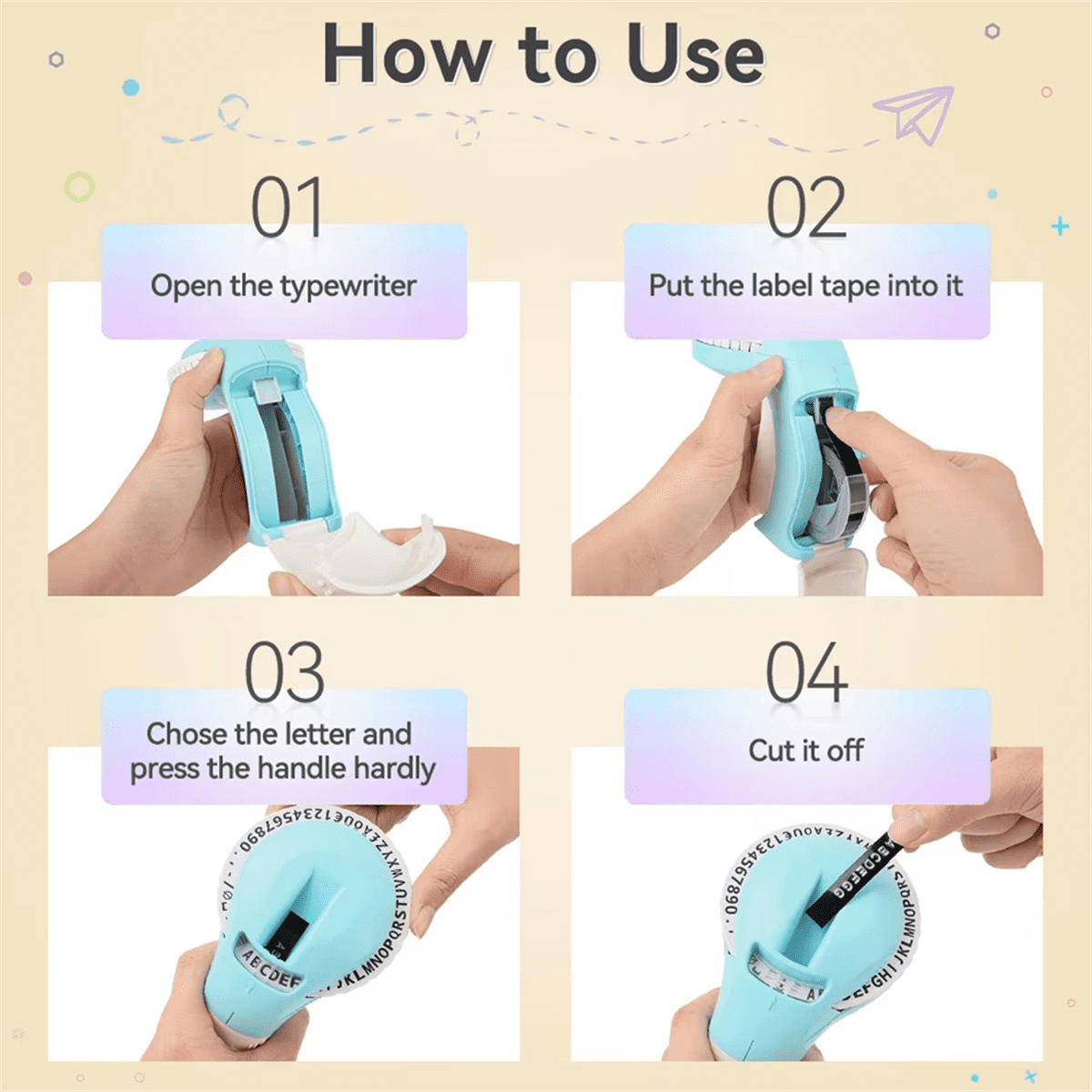 B90 Label Printer 3D Embossing Portable Manual Label Maker Labeling Machine 9mm,1 * Label Printer,Blue