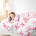 thumbnail image 3 of Manfei Dreamy Princess K Letter Monogrammed Twin Comforter Sets 3-Piece for Girls Women,Shabby Chic Romantic Bow Knot Bedding Set for Kids Teens,Pink Reversible,Super Cozy Room Decor, 3 of 6