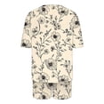 thumbnail image 4 of Levmjia Womens Pajama Set Summer Short Sleeve Printed Round Neck Pajamas Top and Shorts Soft Polyester Casual Home Wear Comfortable Sleepwear Set, 4 of 7